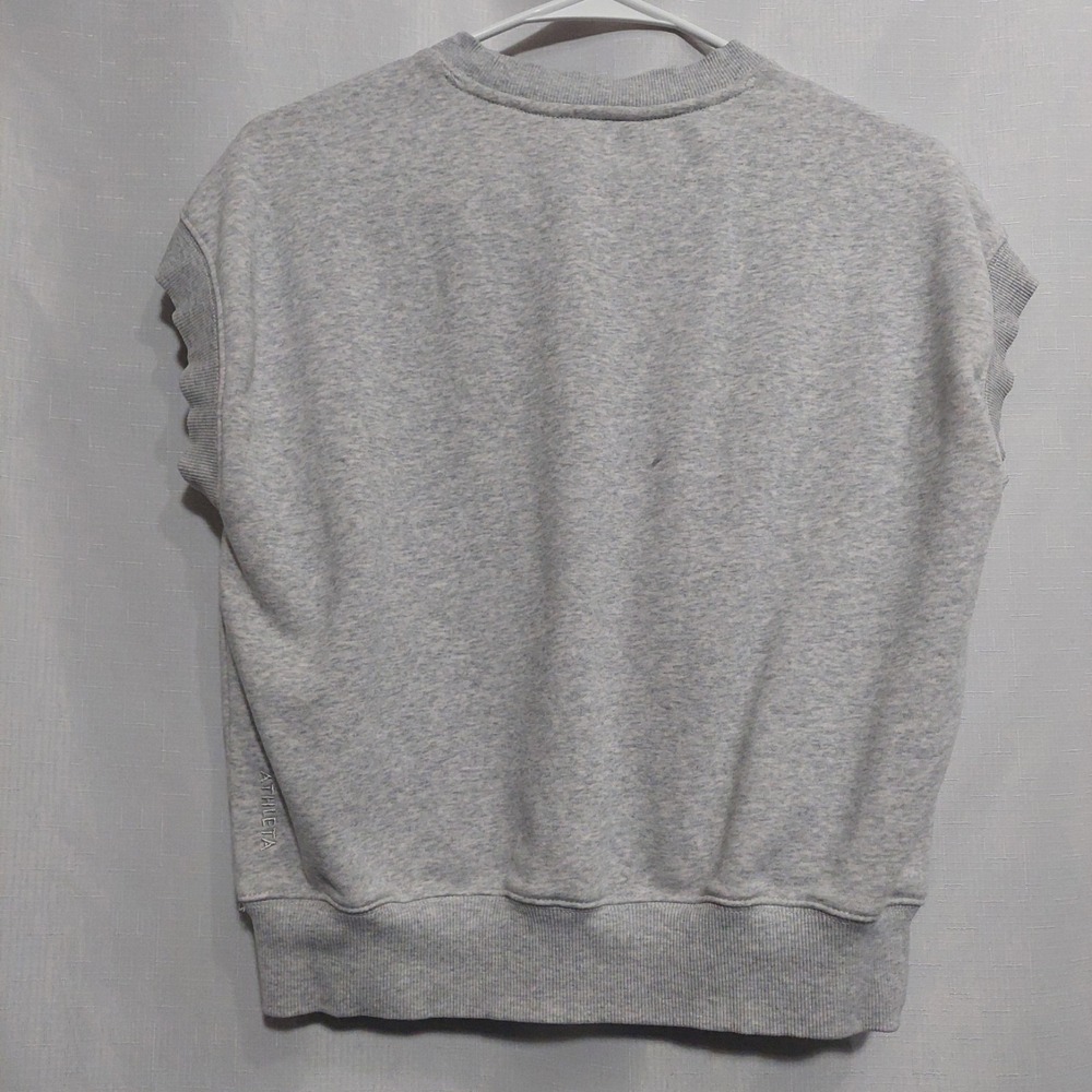 Athleta Womens Sweatshirt SP Gray Sleeveless Crewneck Pullover Ribbed Short - Picture 4 of 6